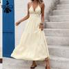 Moda Donna Estate Primavera Tinta Unita Stampa Senza Maniche Collo Appeso Vita Alta Abiti Casual