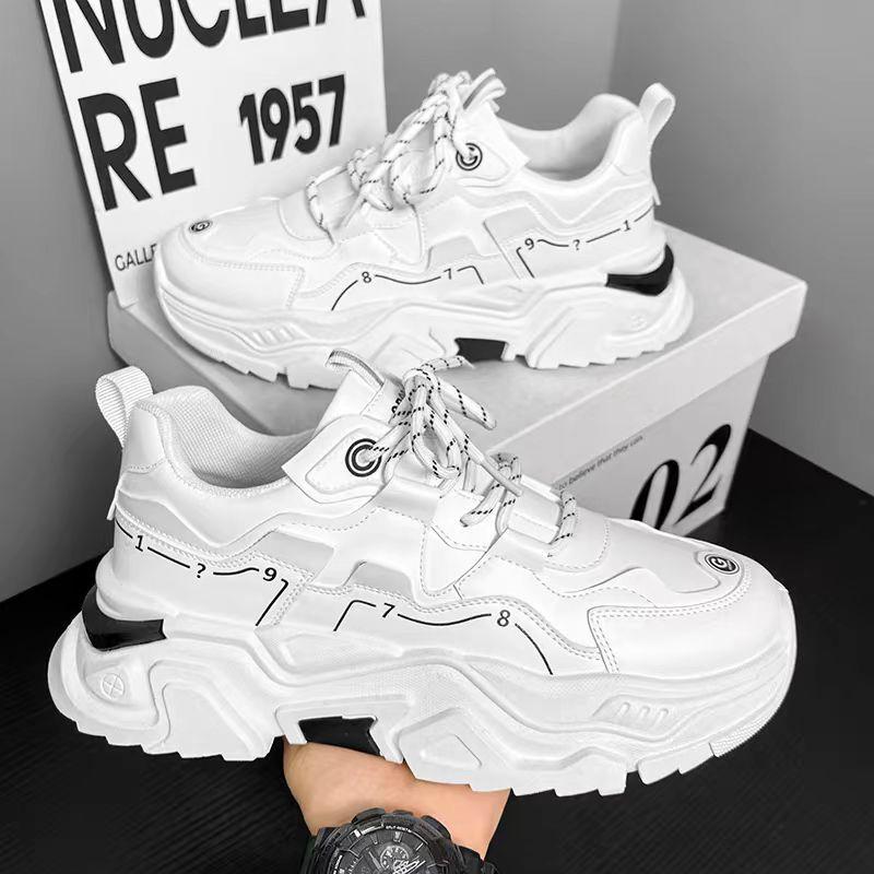 22 new spring and autumn sports and leisure inner height increase running dad trendy shoes leather surface