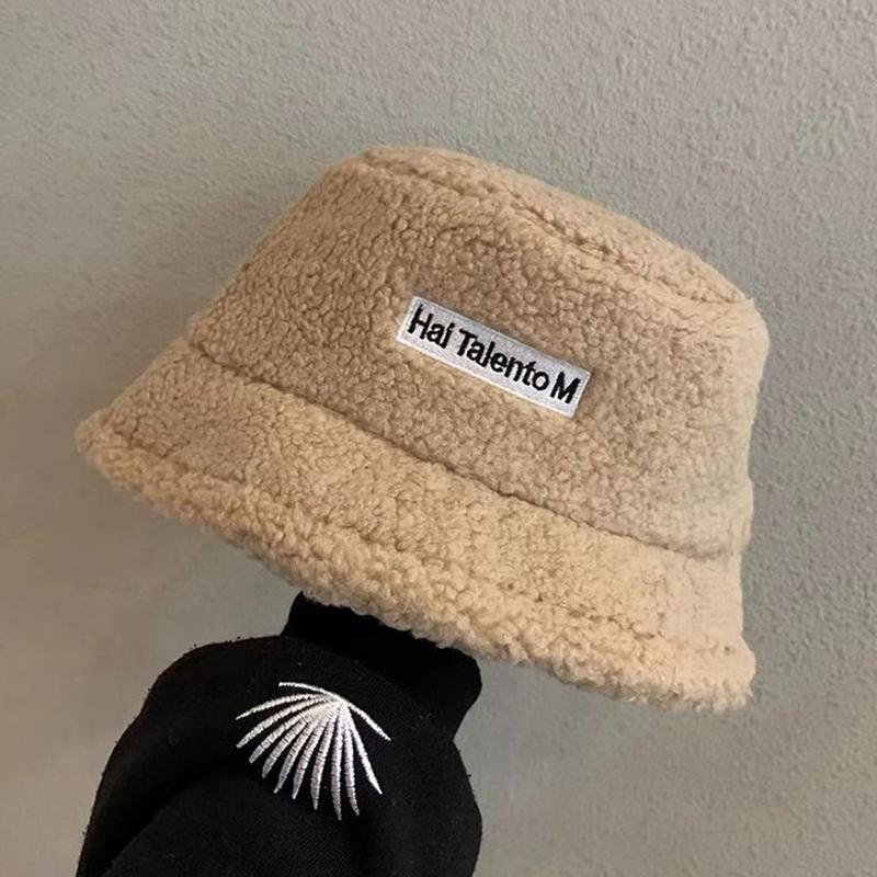 Lamb Wool Bucket Hat Winter Warm Hats For Women Lady Thicken Flat Top Cap Unisex Men Panama Outdoor Fisherman Hat Caps