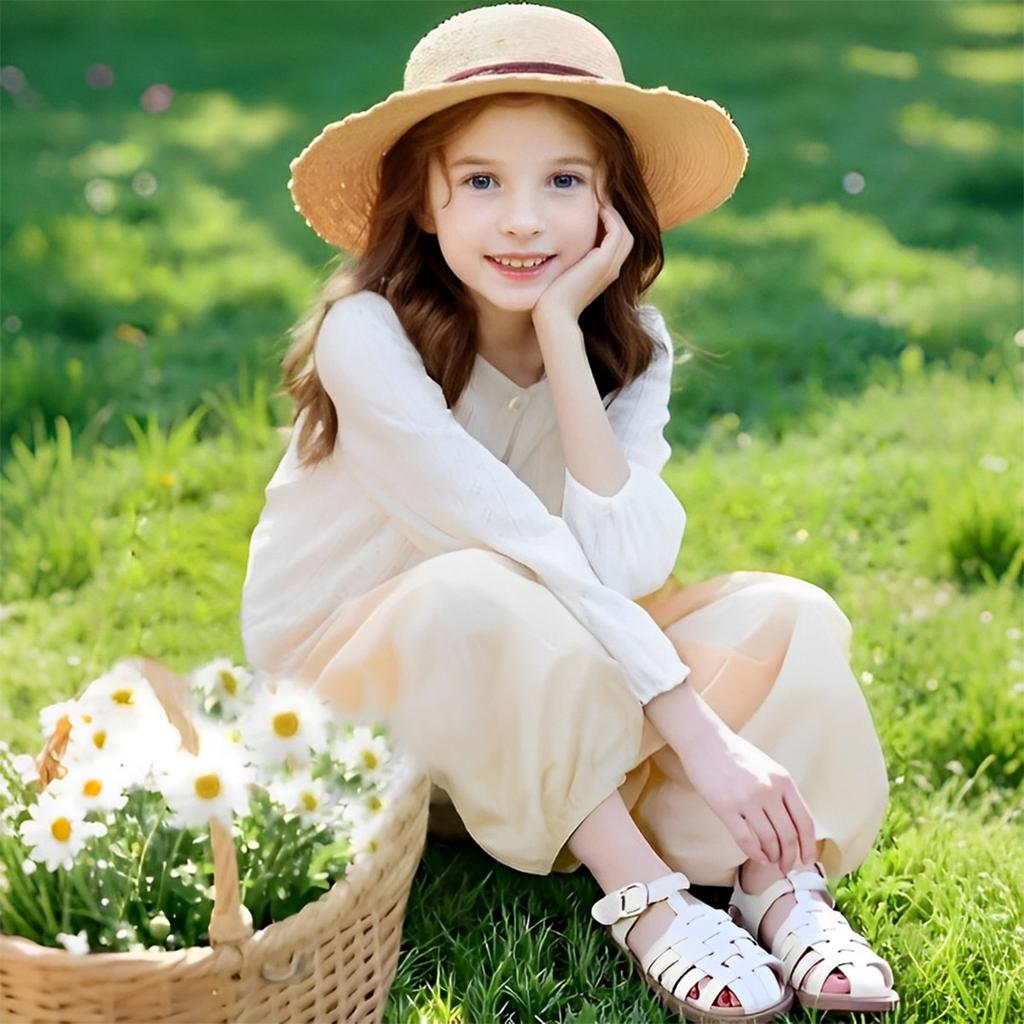 Girls' Air Conditioning Shirt Summer Mid to Large Children's Thin Outdoor Cardigan Coat with Small Flower Embroidered Dot Diamond Button