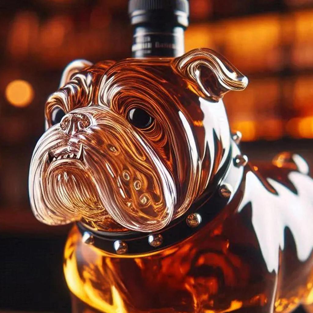 Whiskey Bottle Bulldog Large Capacity Liquor Glass Decanter Alcohol Decanter For Restaurants Shelves Collectible Liquor Bottle
