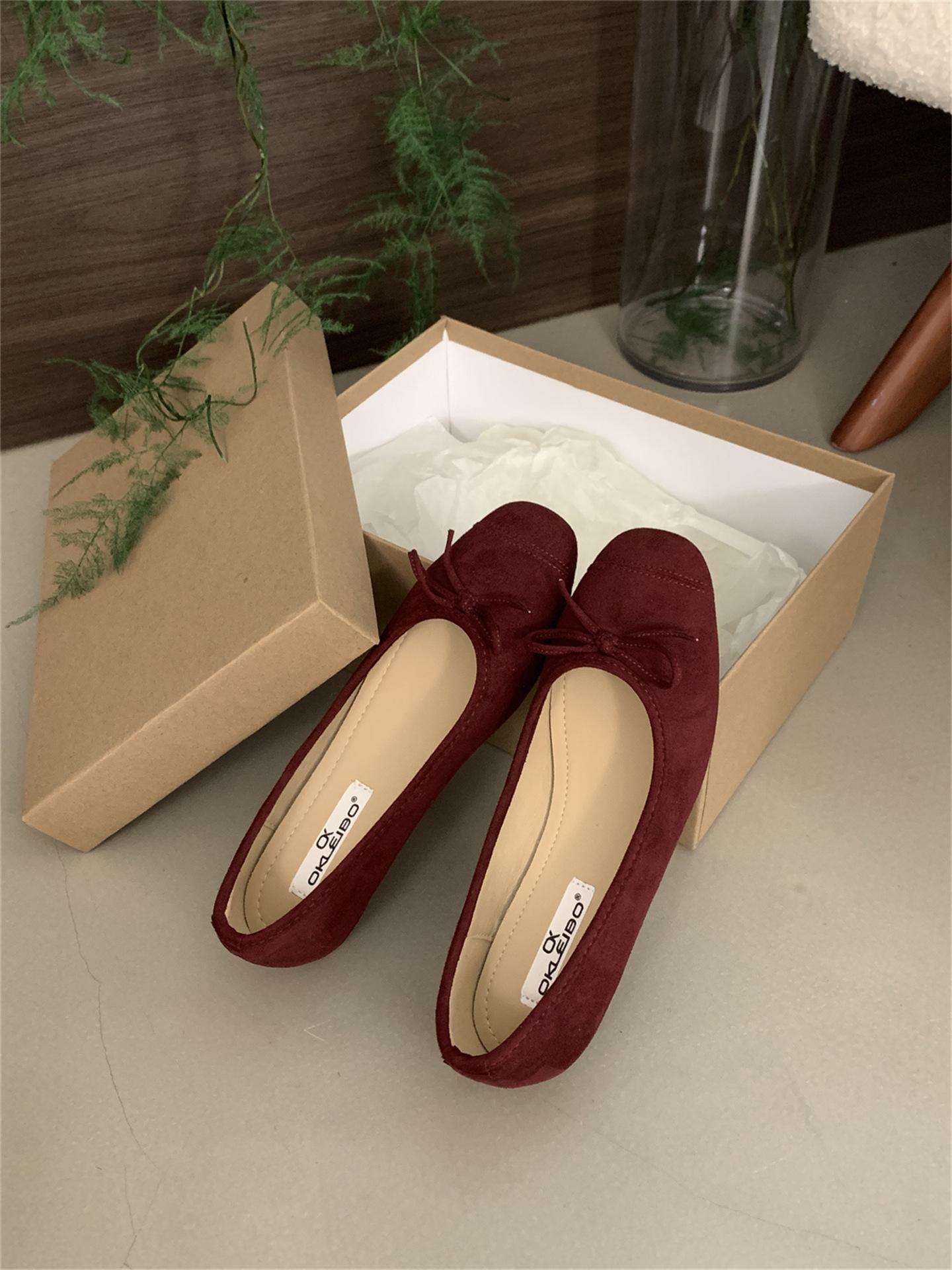 

Fashion 6 Colors Women Faux Suede Bowtie Ballets Shoes Ladies Dress Slip On Flats Loafers Female Soft Soled Moccasines Pig Toe Ballerina 36 червоний