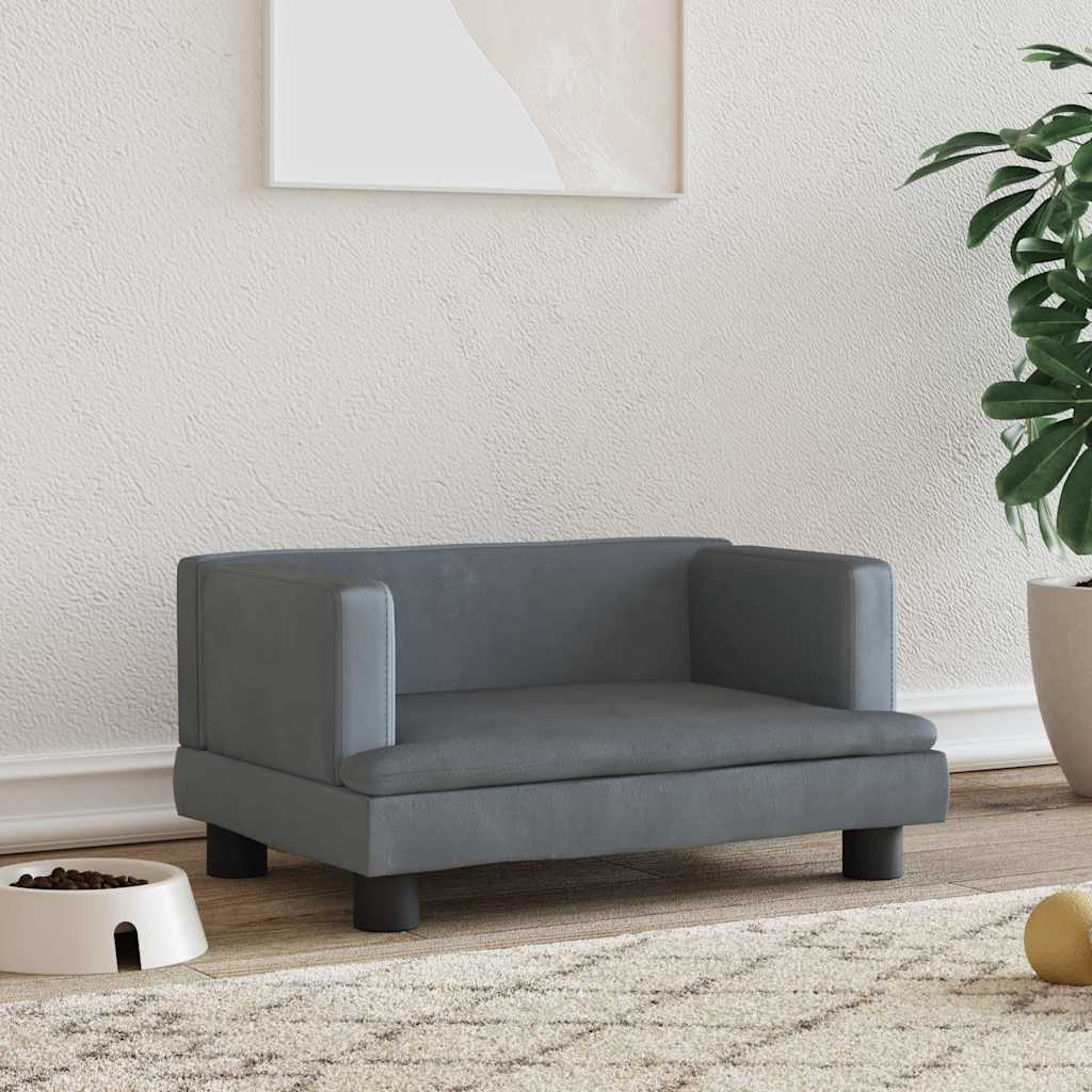 Dog Bed Dark Gray 60x40x30 cm Velvet