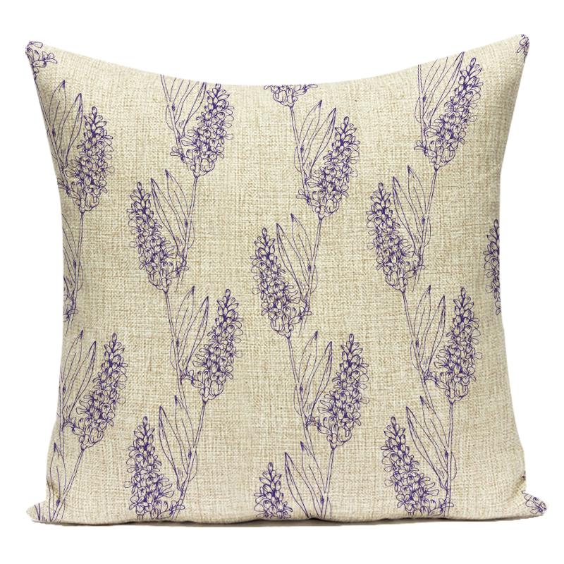 Decorative Throw Pillows Case Purple Lavender Flower Polyester Pillow Cushion Cover for Sofa Home Living Room Decoration