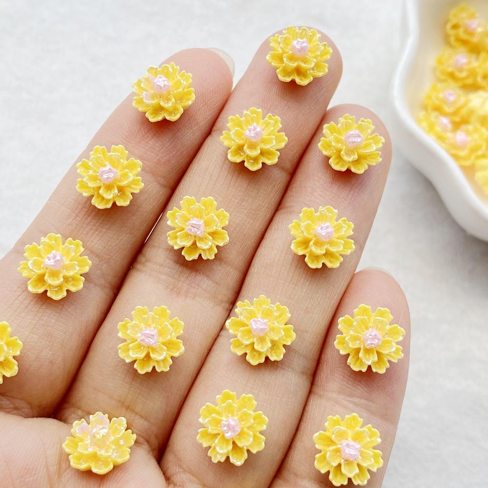 

50Pcs 10mm Resin 3D Colorful carnation Gems Flatback Figurines Scrapbook Wedding Applique Home Decor Crafts