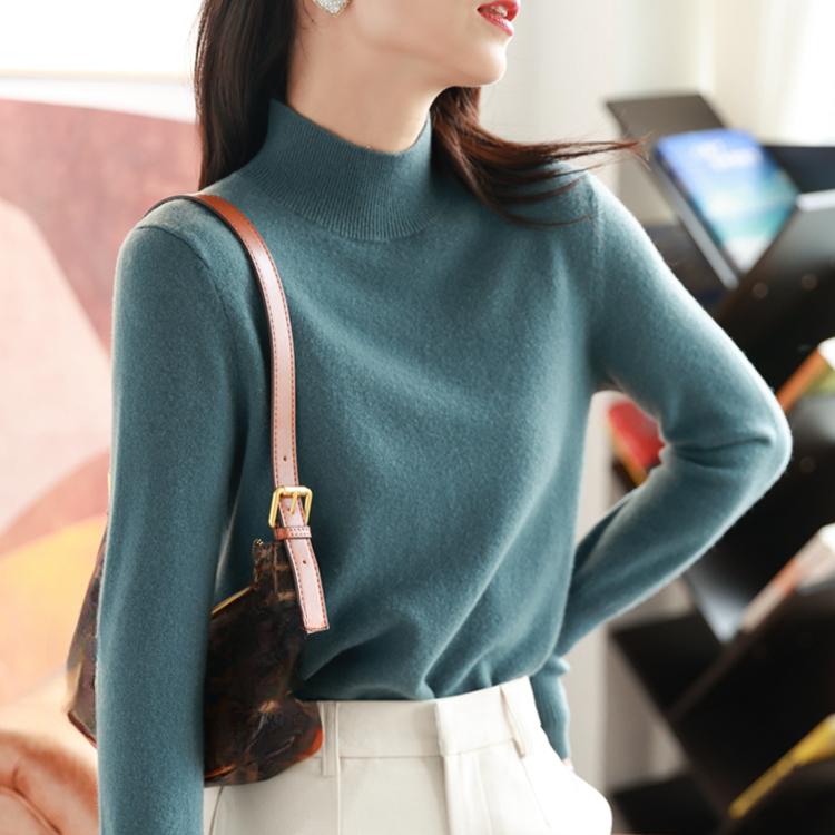 

DIMANAF 2024 Осень Женские свитера Пуловеры Топы Женская одежда Водолазка Трикотажные Базовые однотонные футболки Рубашка S чёрный