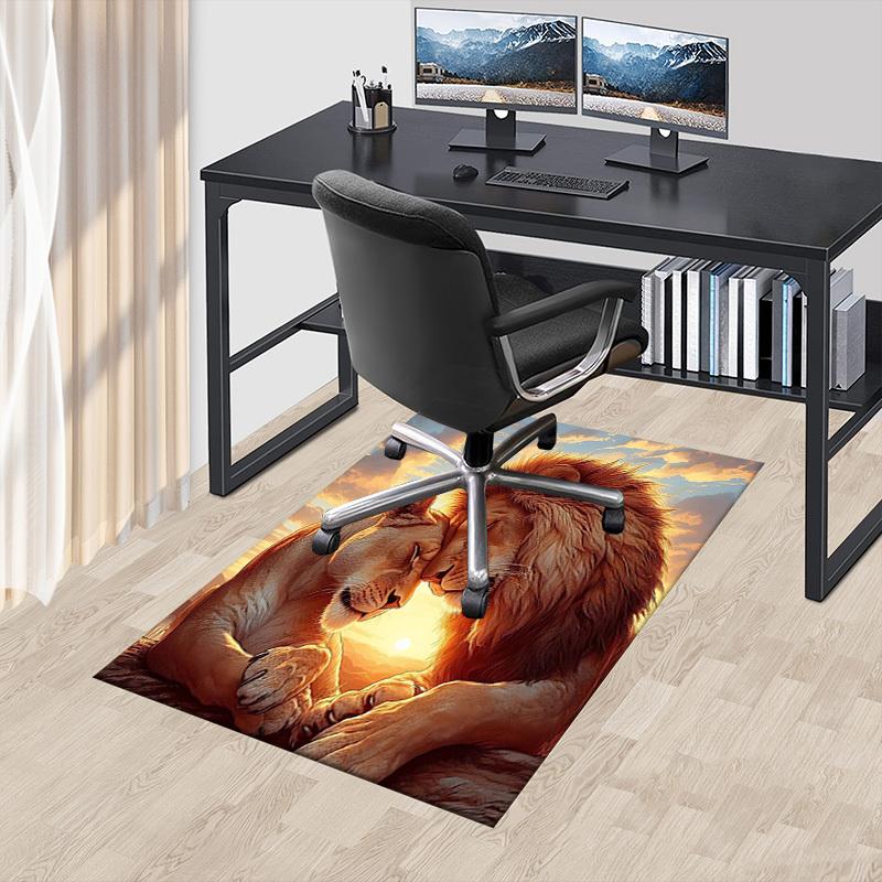 1PC Lioness Lion Non-Slip Floor Carpet Compatible for Office&Living Room&Dining room - Flat-Weave Machine- Soft & Pattern-E318