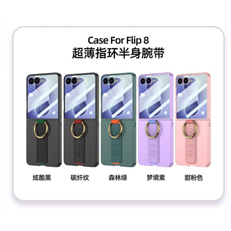 Ultra Slim Flexible Wrist Strap Ring Stand Case Galaxy Z Flip8 PC Hard Shell Matte Skin-Friendly Cover