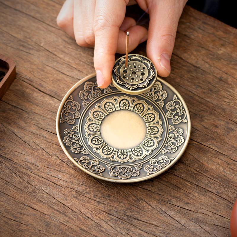1Set Lotus Fragrance Insertion Meditation Zinc Alloy Home Furnishing Incense Burner Plate Fragrance Fragrance Tray Yoga