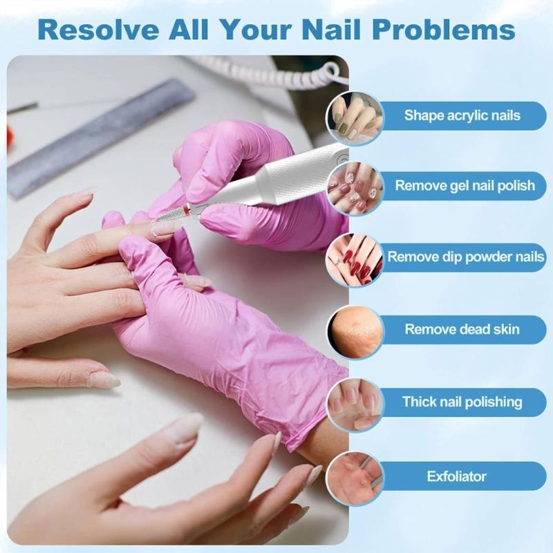 Professional Cordless Nail Drill Machine With 12 Pieces And 36 Sanding Bands For Manicure Pedicure At Home Or Salon