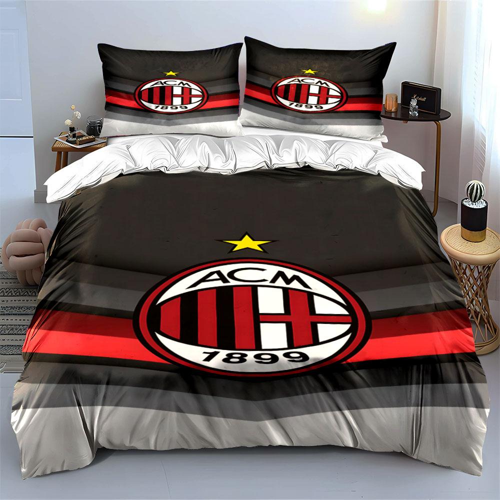 Motivo logo AC Milan. Set lenzuola Set copripiumino Copripiumini Federe(1*Copripiumino 2*Federe senza imbottitura piumone)