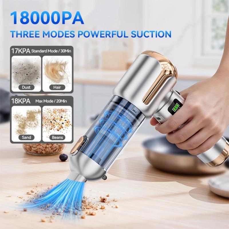 Portable Car Vacuum Cleaner Featuring Smarts Digital Display LED Light and 3 Speed Suction for Enhanced Vehicle Interior Cleaning