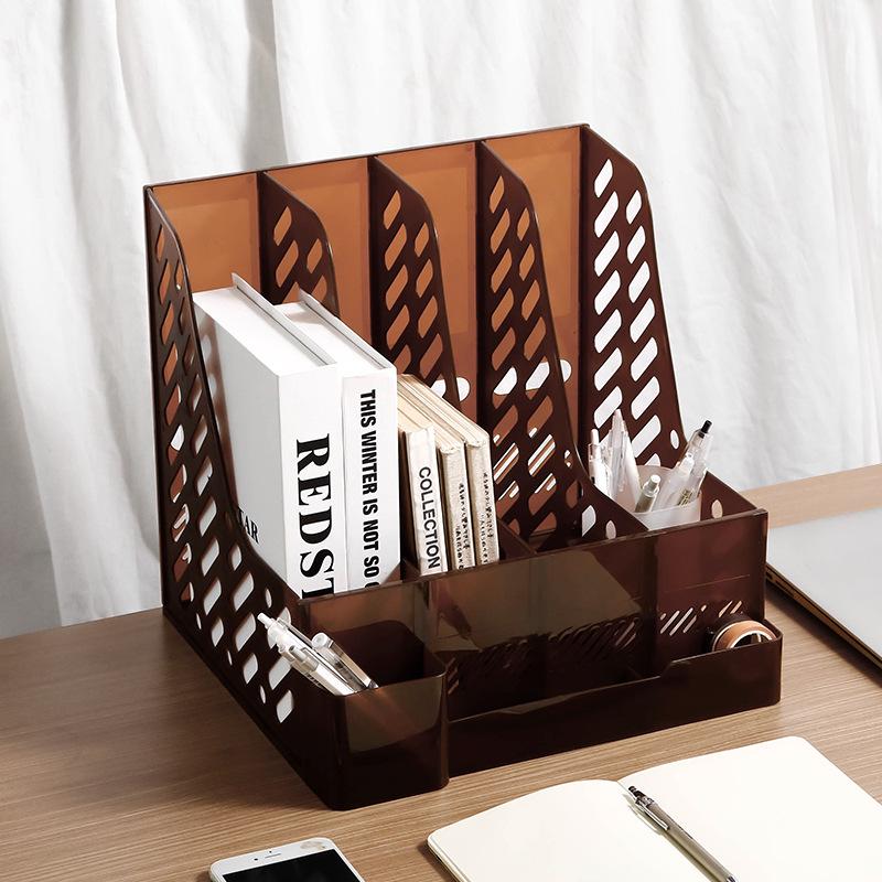Retro Multi-Layer Pen Holder & A4 File Organizer for Desk