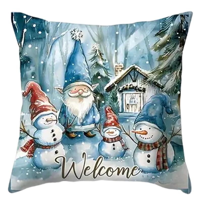 Wzór Bałwana Modny Poszewka Świąteczna Dekoracja Domu Salon Sofa Poduszka Sypialnia Choinka Niebieski