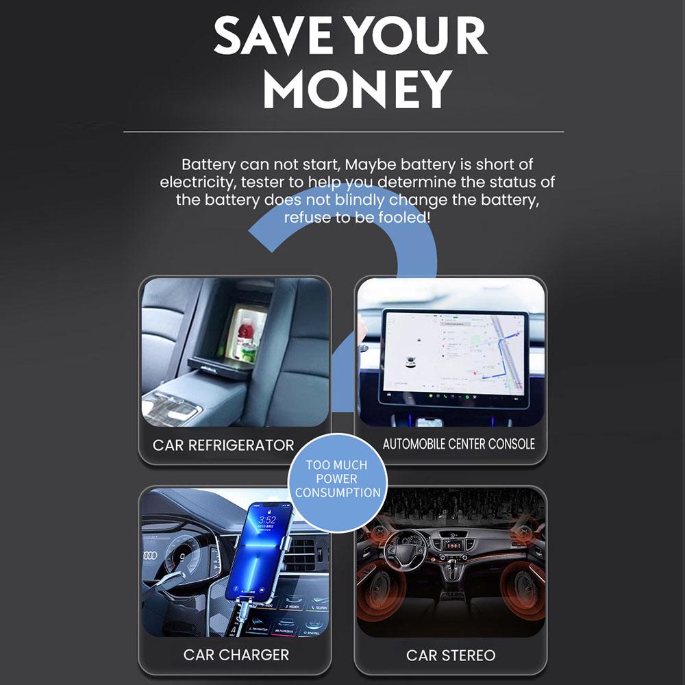 Autobatterietester, intelligenter 12-V/24-V-Autobatterietester, Schnellladestecker, Anlassprüfung, Diagnose-Scan-Tool, LCD-Digitalanzeige