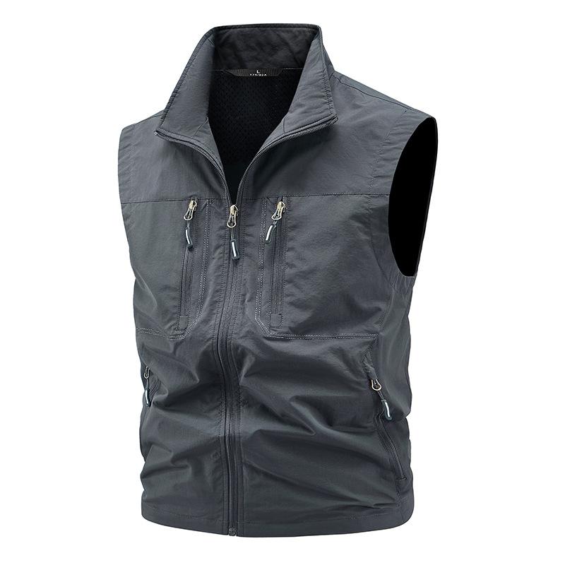Mens Multi-pocket Vests Casual Man Breathable Mesh Vest Sleeveless Jackets Man Outwear Fishing Waistcoats Clothing