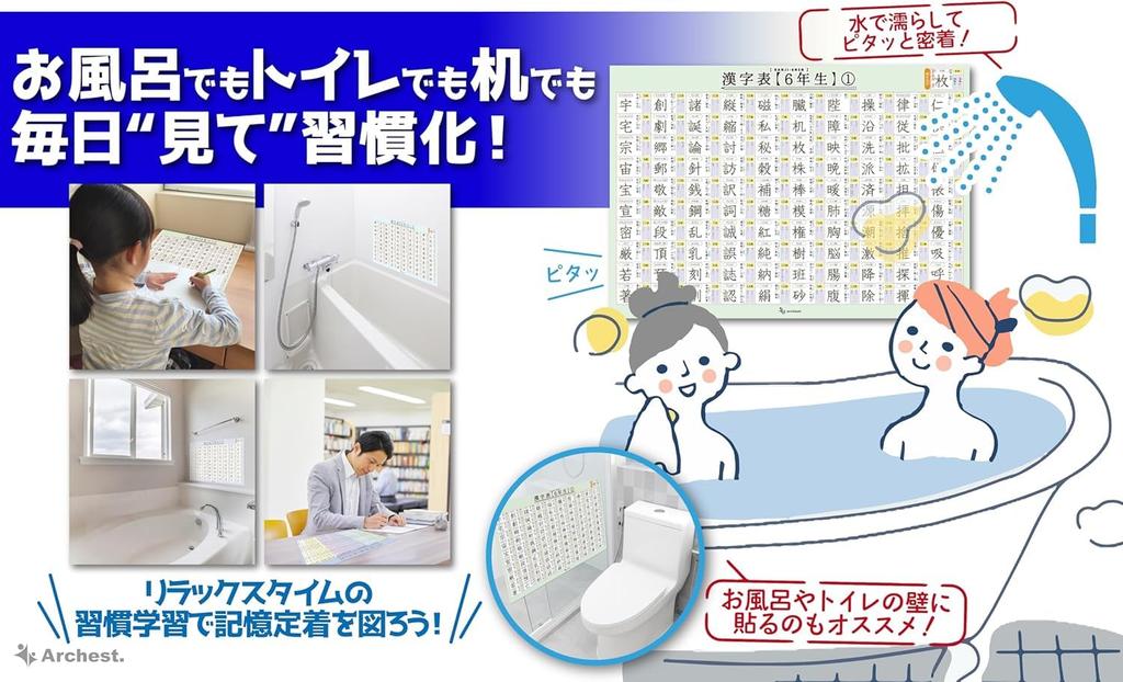 Bath Poster Kanji 586 Characters Learned in and 6th with Assignment Set of Archest 4th, 5th, Grades, Grade-Specific Chart, 7, B3,
