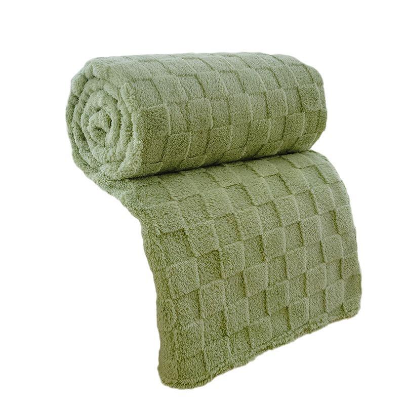 Checkerboard 3D Jacquard Taffeta Plush Blanket – Lightweight Sofa Cover/Office Nap and Air-Conditioning Blanket