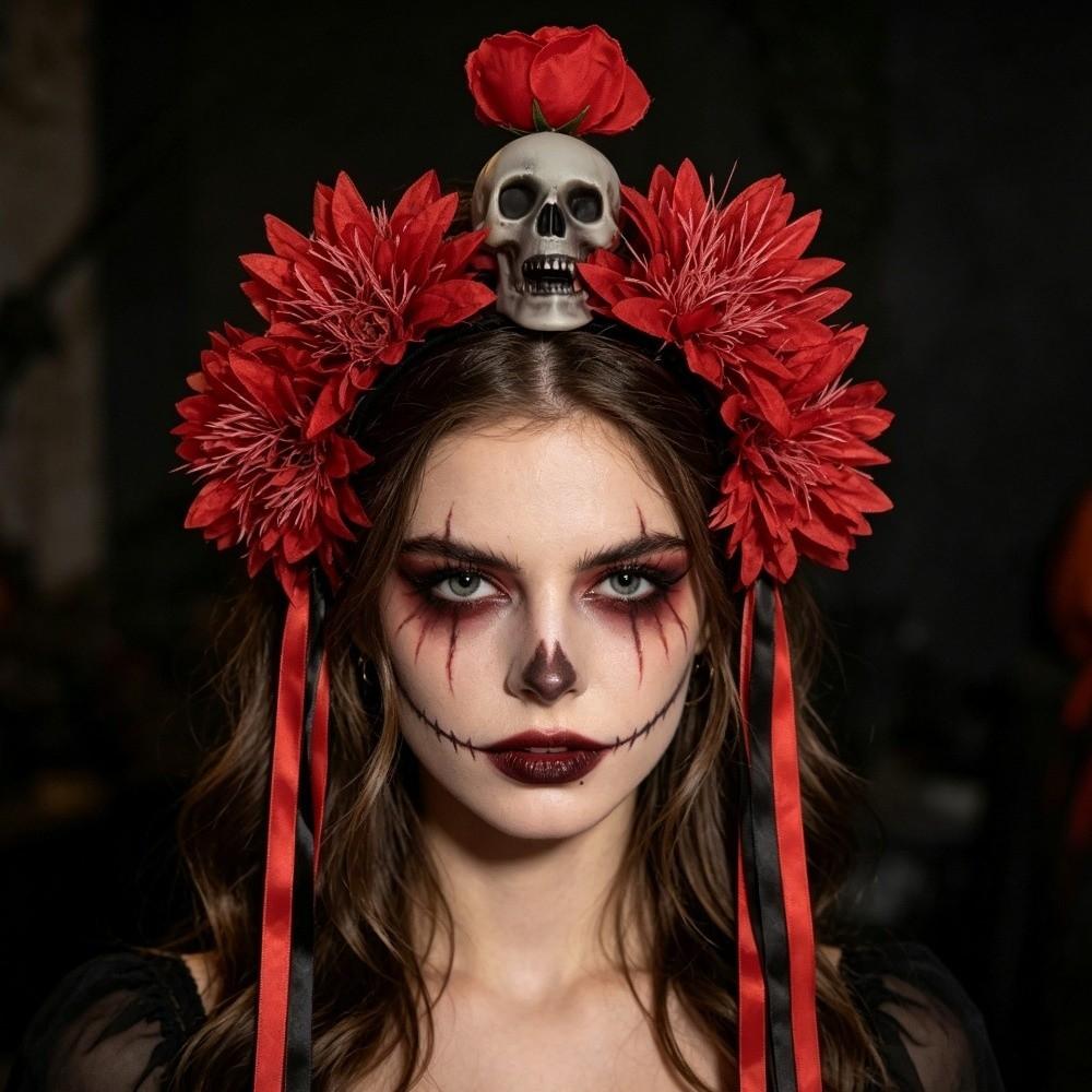Scary Flower Halloween Headband Simulated Flower Halloween Skull Hairhoop Girls