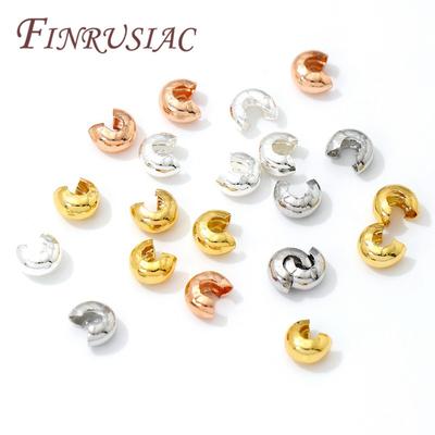 50-100Pcs/Lot Crimps Covers,18K Gold Plated Crimp Bead Covers,DIY Accessories,Jewelry Making,Round Covers Crimp End Beads