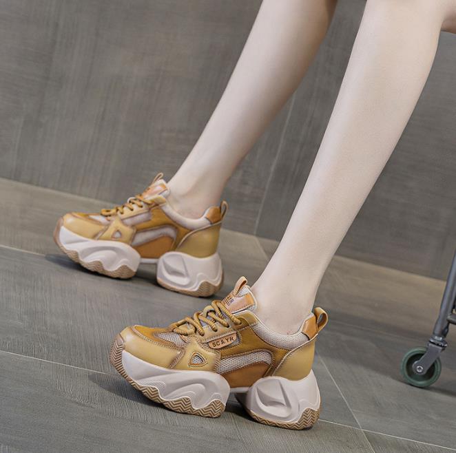 Fashion High Quality 7.5CM Comfortable Retro Dad Shoes for Women 2025 Style Mesh Breathable Running Shoes Thick Bottom Casual Fashion