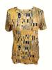 Mustard Yellow Women's Tee - Art Deco Geometric Pattern Graphic, Stylish Retro Print Design for Casual Daily Wear