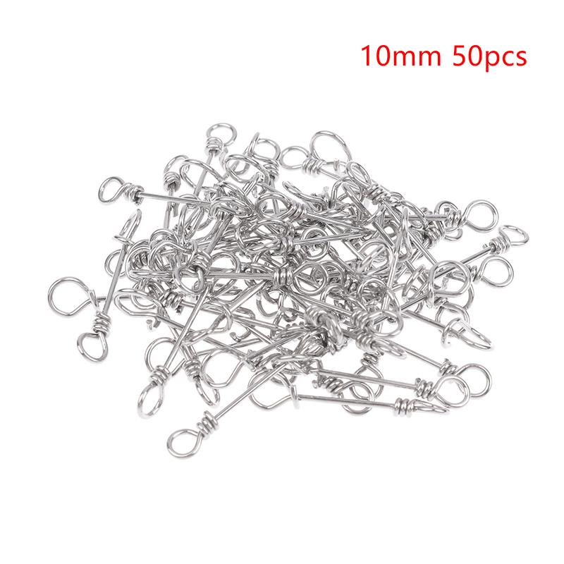 50Pcs Strengthen Stainless Steel Quick Lock Snap Spring Clamp Buckle Lure Drop Rigs Safety Connector Bait Hook For Fishing