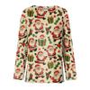 Women's Christmas Tree Print Long Sleeve Neck Top with Side Slit for Holiday Parties