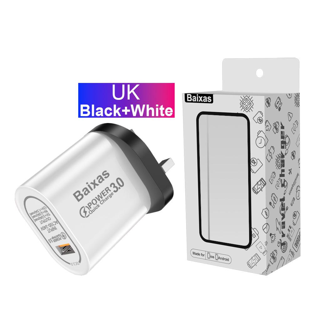 Universal QC3.0 Fast Charger - UK/EU/US, Single Port, Travel Adapter