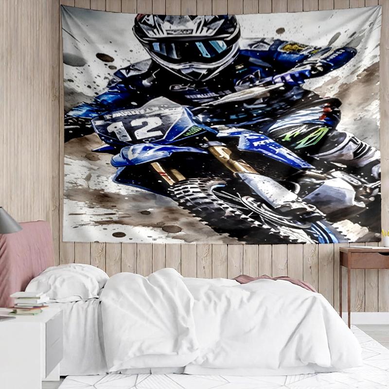 Offroad-Motorräder Druck Wandteppich, Kulisse, Einfache Anbringung, Ideal für Schlafzimmer, Büro & Wohnzimmer, mit Ästhetischer Wanddekoration zum Aufhängen.