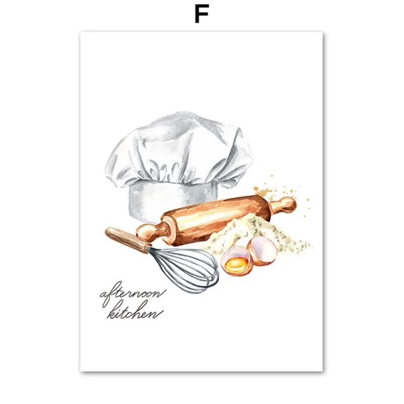 

Современные акварельные кухонные инструменты, приправа, холст, живопись, плакаты на скандинавскую тему и принты, настенные художественные картинки для столовой, домашний декор 30x40cm No Framed