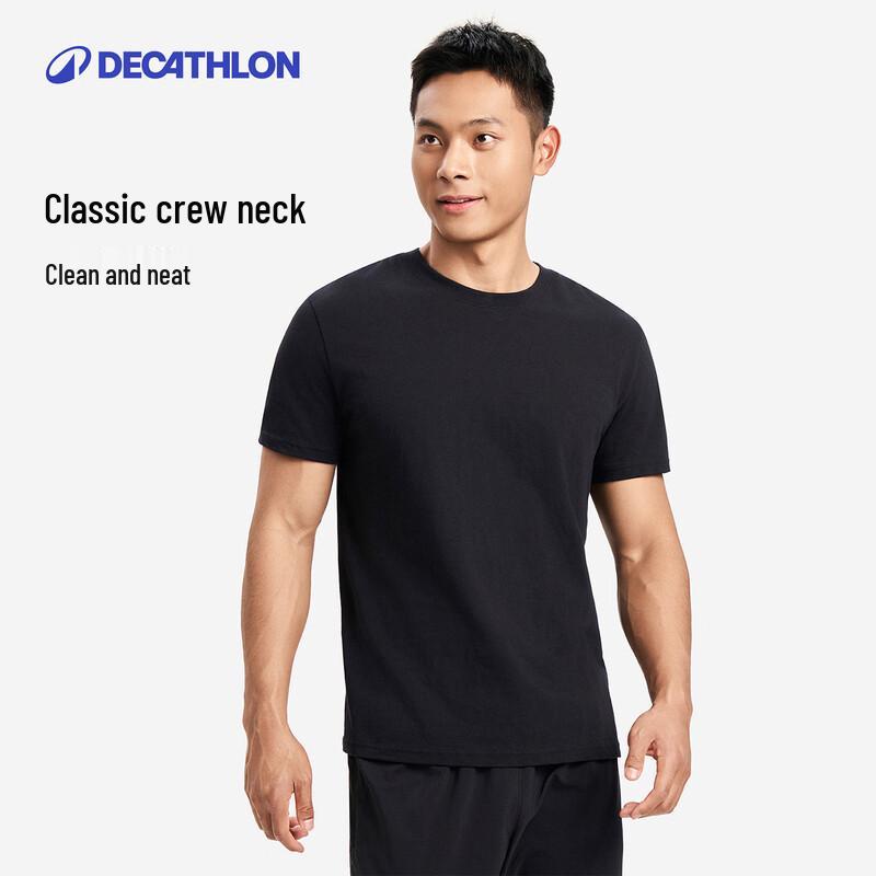 Decathlon Herren Sport-T-Shirt mit Rundhalsausschnitt, einfarbig