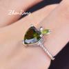 Natural Looking Peridot Open Ring with Heart Apple Design Trendy Women Accessories