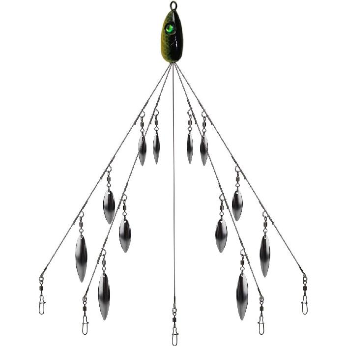 Alabama Rig for Bass Fishing Lure Bait 5 Arms Umbrella A-Rig Swimbait with 4 Willow Leaf Blades for Trout Perch Walleye Freshwater/Saltwater Boat