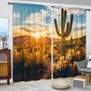 2pcs African Desert Cactus Curtains - Artistic Home Decoration Curtains, All Season Decorative Curtains
