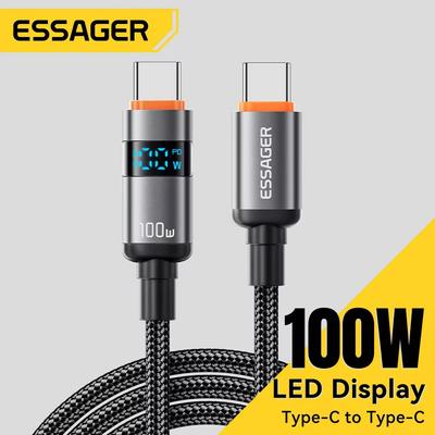 Essager Digitálny displej USB Type-C na USB C kábel pre Huawei Mate60 100W rýchlonabíjací kábel nabíjačky pre Macbook Pro Xiaomi