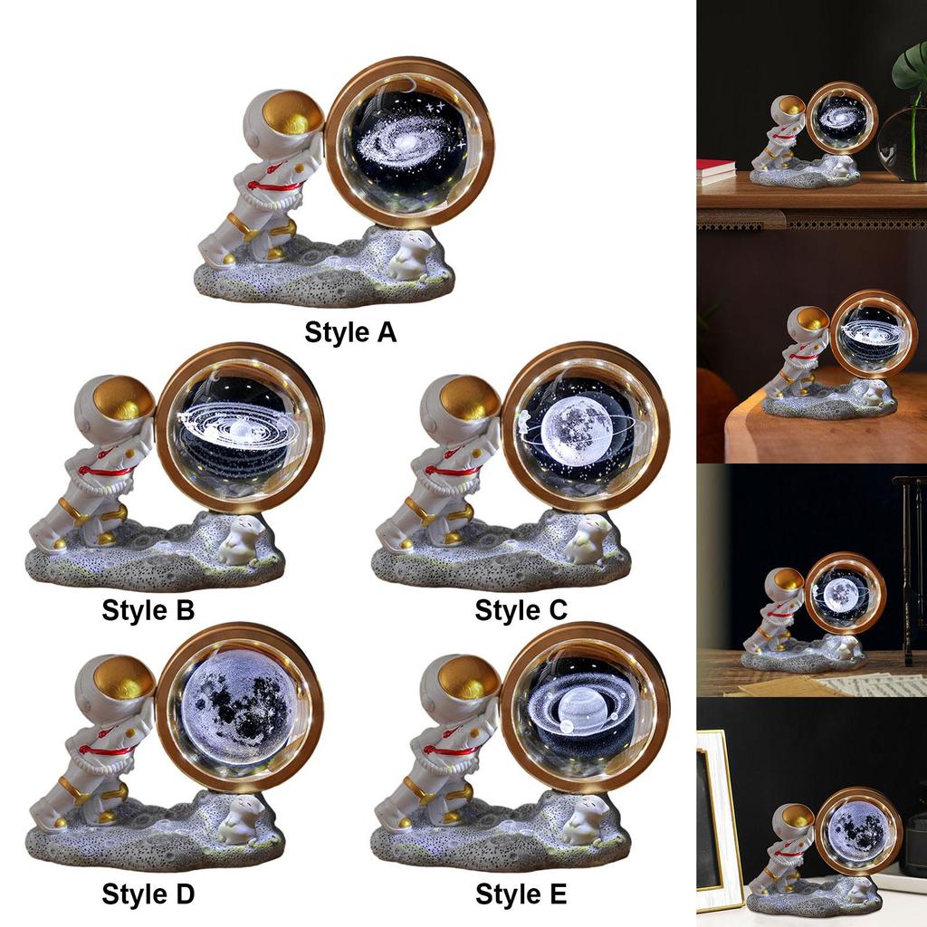 3D Glass Ball Night Light Bedside Lamp Degree Rotating Table for Crafts Kids
