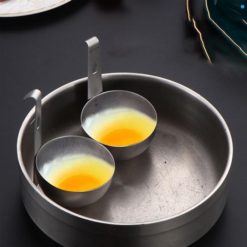 Poached Egg Cooker Hangable Stainless Steel Egg Poaching Pan Nonstick Round Boiler Cups Steamer For Household Kitchen Picnic