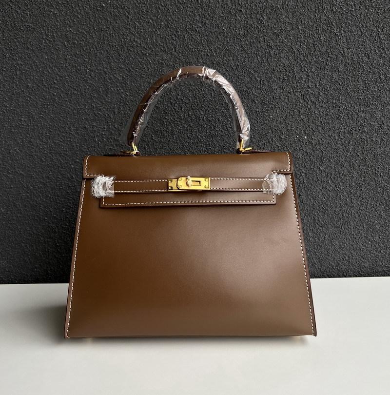 2026 new leather cowhide women's bag mini bag BOX glossy leather patent leather Kelly bag, handbag shoulder bag