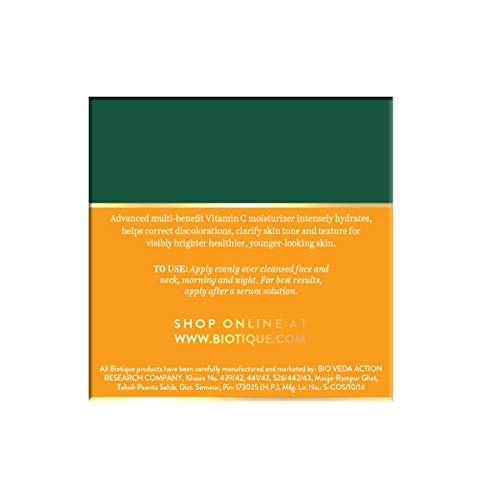 Biotique Vitamin C Brightening Face Cream 50g For Youthful Glow | Non Greasy Lightweight Formula | All Skin Types