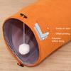 Collapsible Multi Hole Cat Tunnel Toy with Plush Ball Portable Easy Store Indoor Playtime Interactive Toys for Playful Kittens