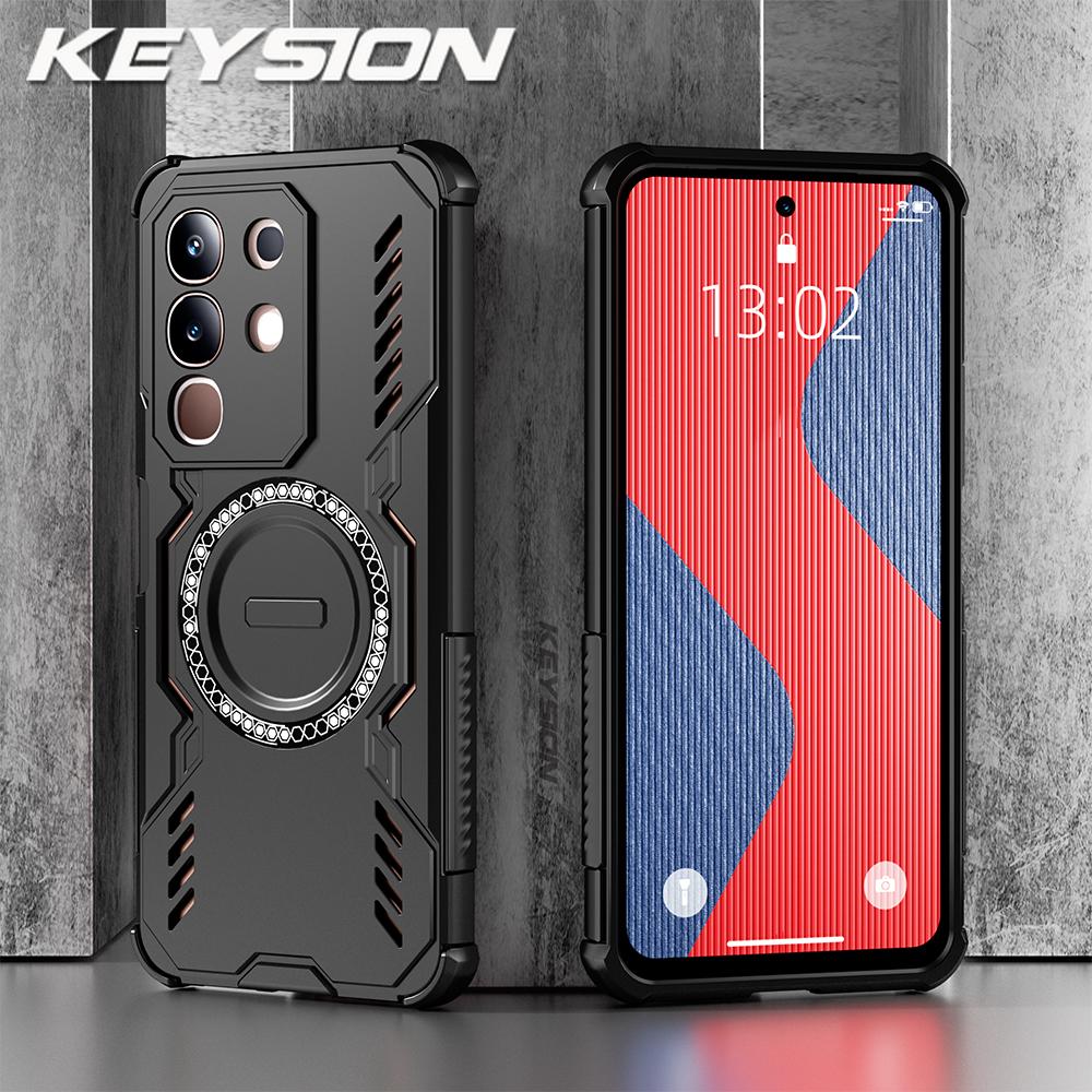 

KEYSION Hollow Heat Dissipation Case for VIVO Y29 4G Silicone+PC Magnetic Cooling Shockproof Phone Back Cover for IQOO Z10X for VIVO Y29 чорний