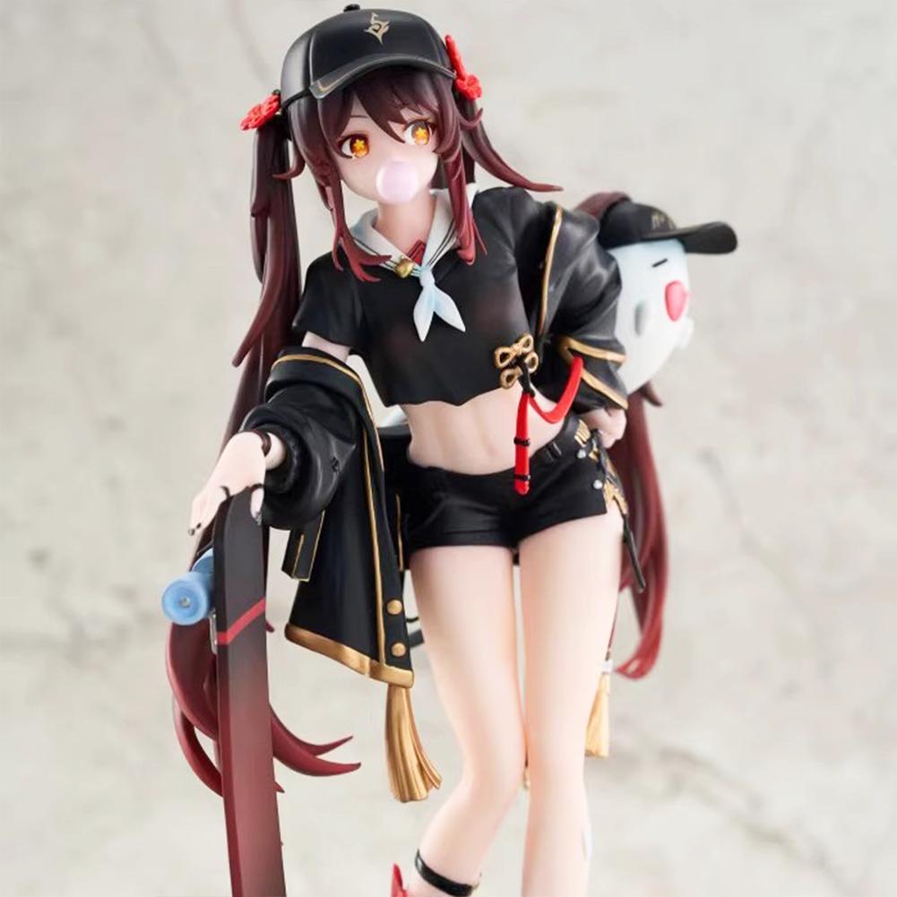 Anime Hu Tao Figure Trendy Style Skateboards Hu Tao Action Figures Beauty Girl PVC Models Hu Tao Figurine Toy Gifts 23CM