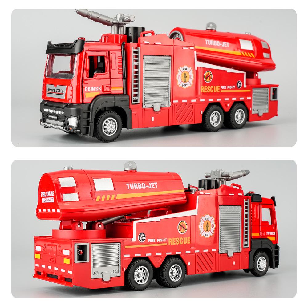 (Boxed) 1:32 Alloy Fire Truck Engineering Model Toy Ornament with Water Spray Simulation