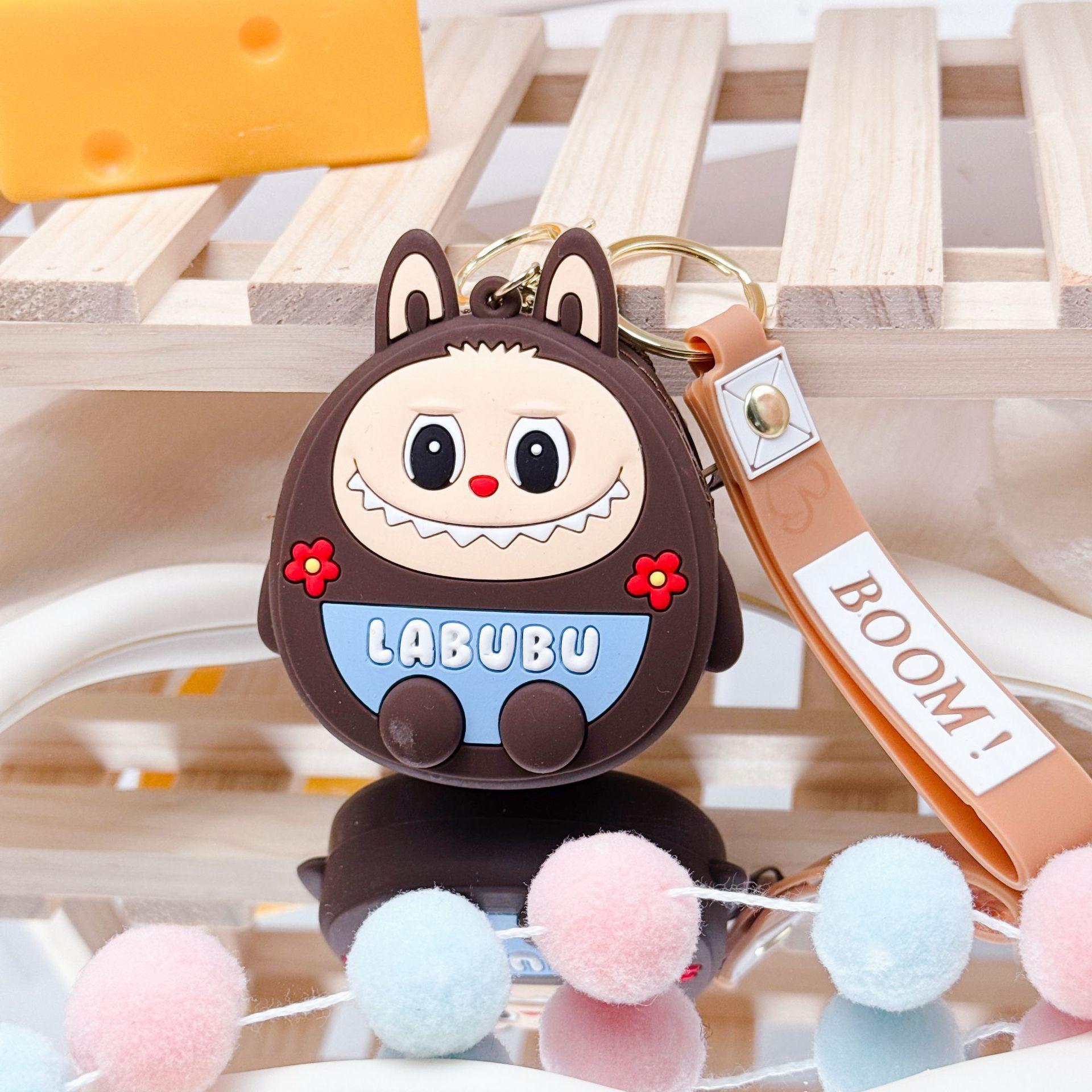 

Labubu keychain toy bag, silicone doll, cute cartoon coin purse CLE