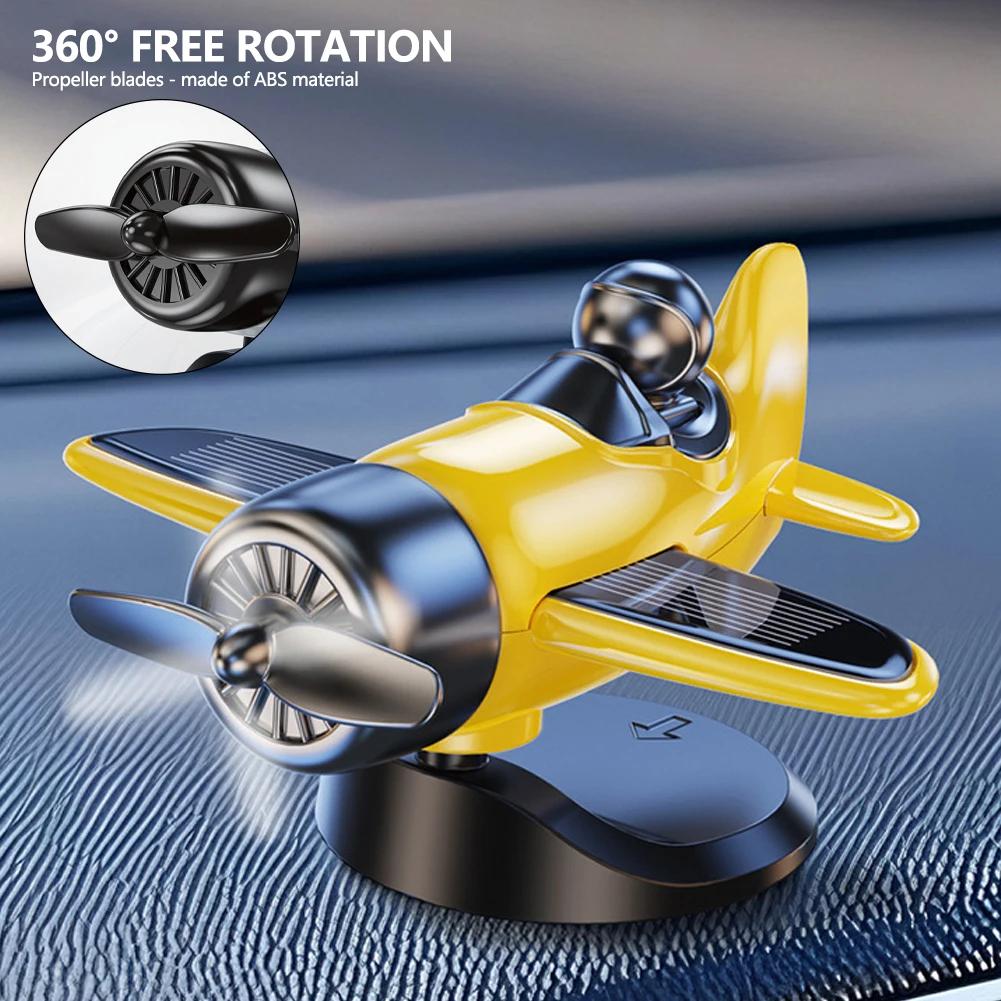 Creative Solar Powered Car Airplane Ornament Rotating Dashboard Windmill Spinner Center Console Vehicle Accessory