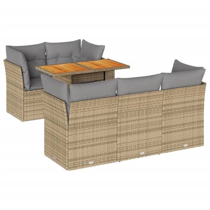 VidaXL Salon de jardin avec coussins 6 pcs beige résine tressée, ensemble de canapés d'extérieur, salon de jardin, ensemble 3326887