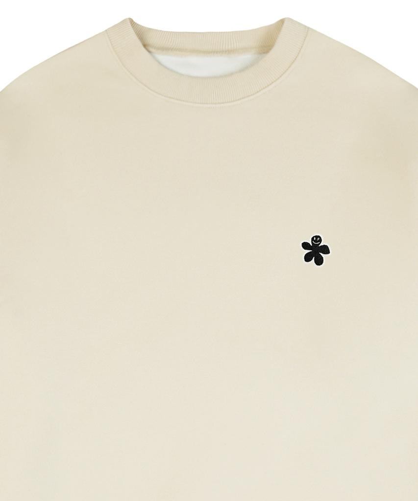 GRAVER [Unisex] Black Odd Flower Embroidered Sweatshirt_Cream