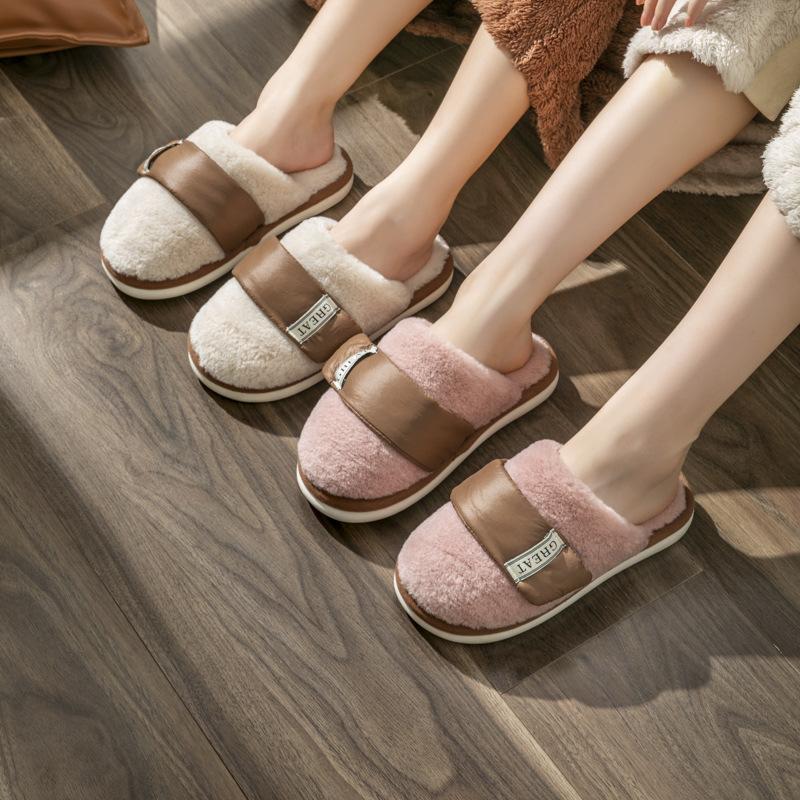 Klettverschluss Boden Baumwollpantoffeln Winter warm Mode Indoor Zuhause Paar Baumwollmop Weiche Sohle Vielseitig