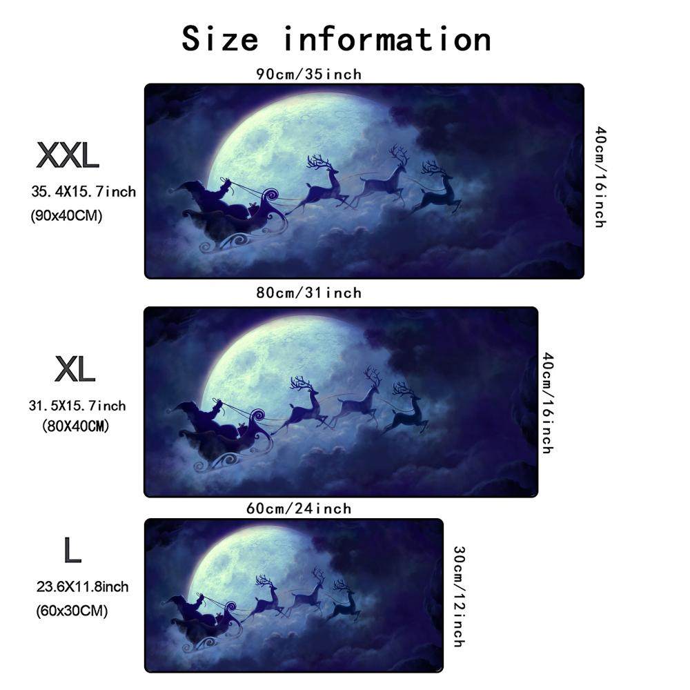 Christmas Moon Mouse Pad Computer Accessories Office Game Table Mats Rubber Anti-slip Gaming Keyboard Mousepads Desk Pads 40X90